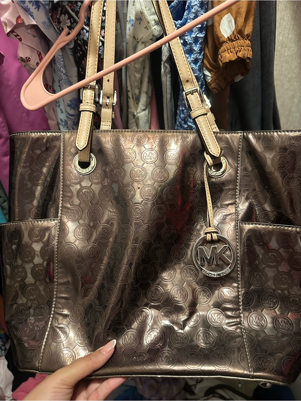 Michael Kors Shimmering Bronze Logo Tote